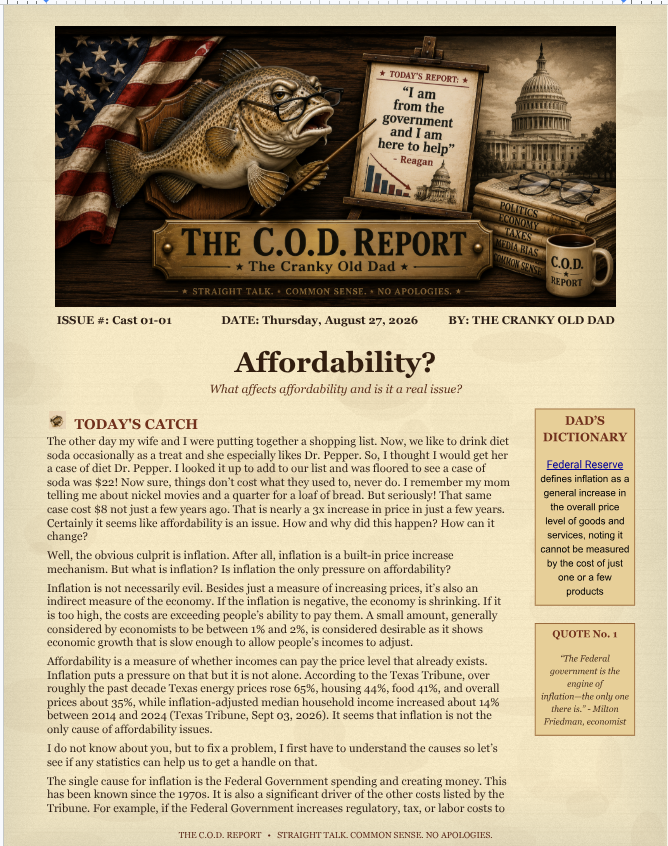 Affordability report preview